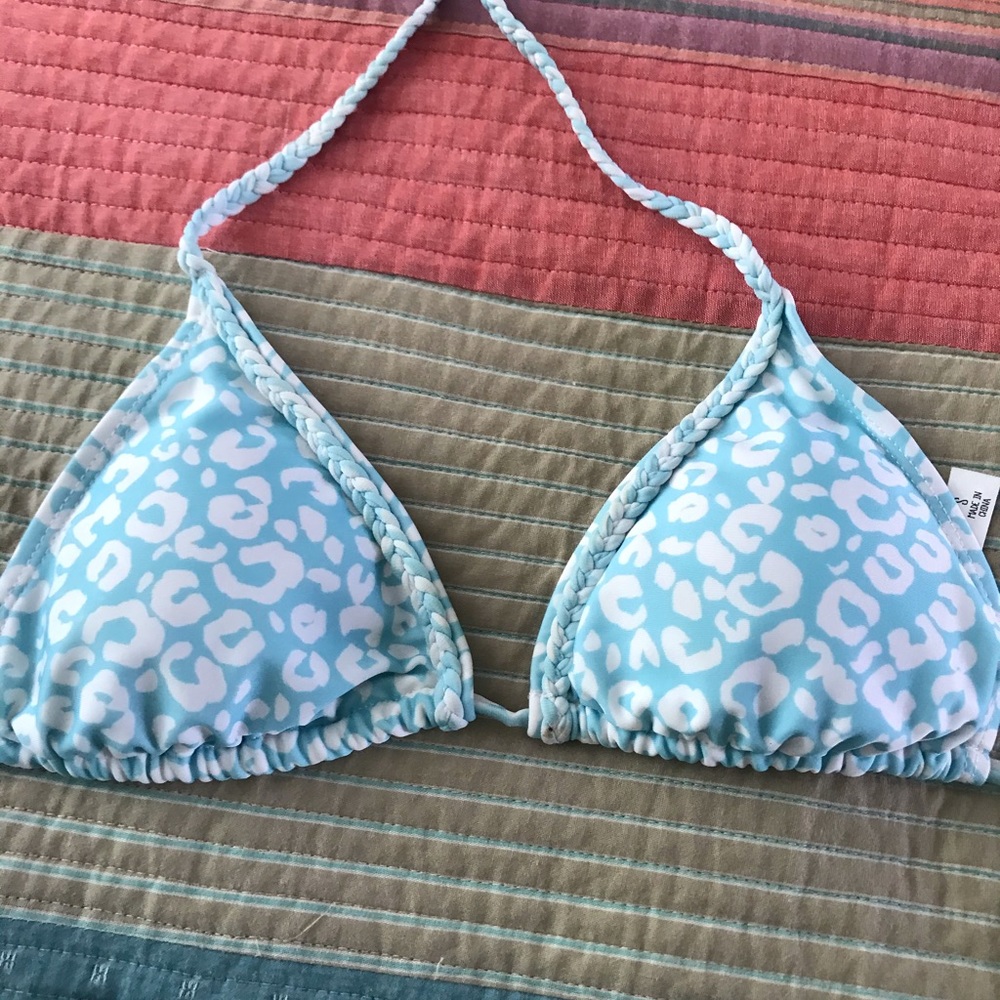 Blue cheetah bikini top from Nordstrom’s